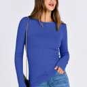 ANRABESS Women Long Sleeve Shirts Rib Knit Slim Fit Tops Basic Tee 2025 Fall Outfits Casual T-Shirt Underscrubs Layer Clothes (Large, Royal Blue)