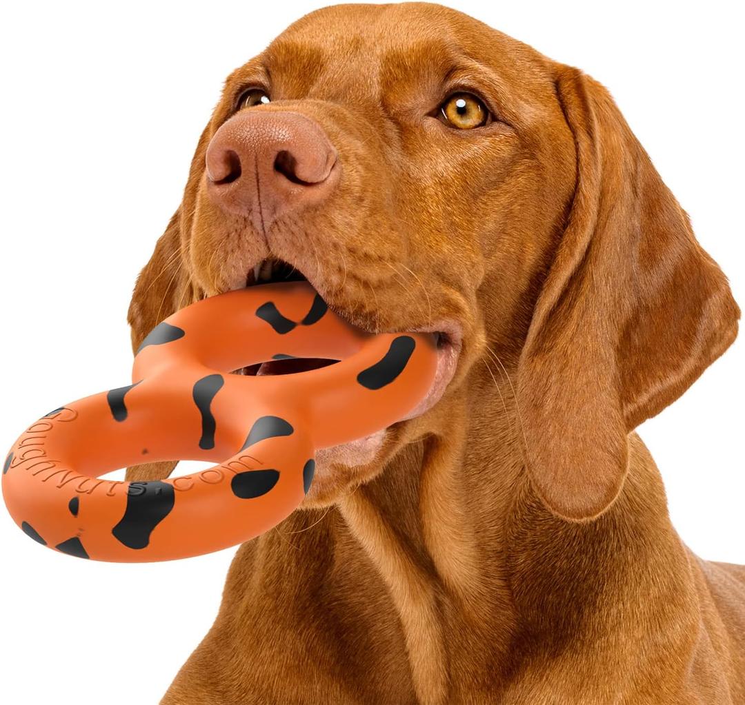 Goughnuts  Dog Toys for Aggressive Chewers | Virtually Indestructible Pull Toy for Breeds Such as Pit Bulls and German Shepherds | Heavy Duty Tug Dog Toy | Medium | Orange (Medium (30-70 lb) (Original Size))