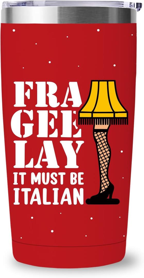 Funny Christmas Tumbler, 20 oz Stainless Steel Insulated Coffee Mugs with Lid and Straw, Xmas Cups Keep Drinks Cold & Hot, Christmas Story Merch White Elephant Gifts for Women Men - Frageelay