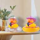 Yellow Duck Car Ornaments Rubber Duck Car Dashboard Decorations with Mini Cowboy Hat Scarf Sunglasses Swim Ring Necklace for Car Dashboard Decoration(Q23)