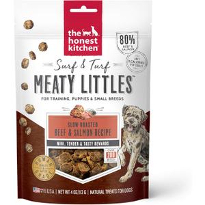 4 x The Honest Kitchen Human Grade Dog Treats Surf & Turf Meaty Littles: Beef & Salmon Recipe, 4 oz Bag