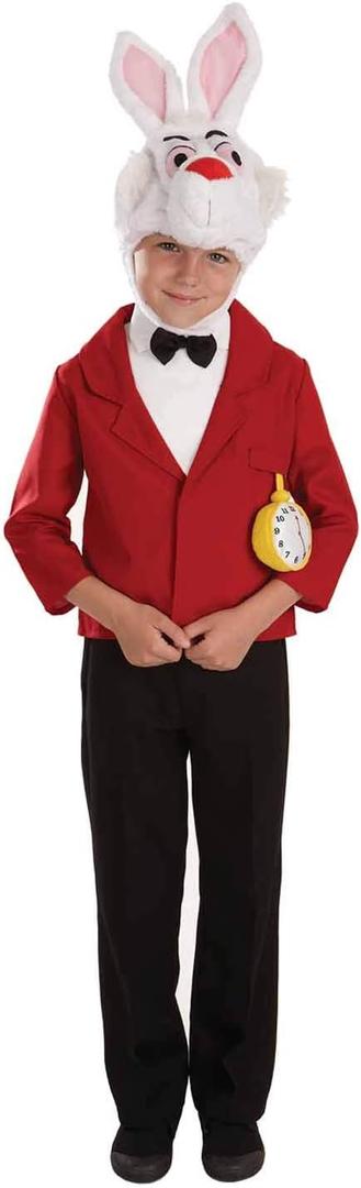fun shack White Rabbit Costume for Kids, Boys and Girls Rabbit Outfit, Cute Kids Bunny Costume for Dress Up (Medium, Red)