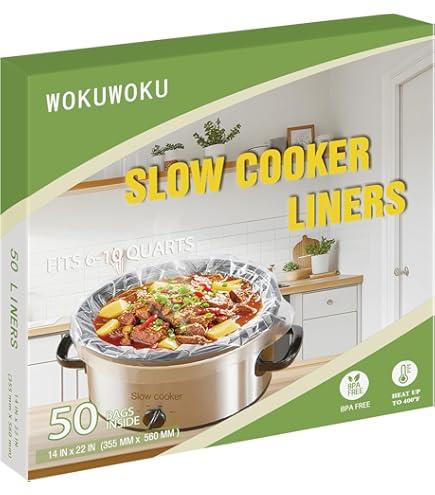 Slow Cooker Liners, 50 Cooking Bags Extra Large Disposable Pot Liner Plastic Bags for 6QT to 10QT Slow Cooker Cooking Pans, 14“ x 22”, 50 Liners