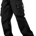 PLEPAN Men's Casual Cargo Pants with Drawstring Hems Elastic Waist Workout Pants Hiking Tactical Sweatpants with Pockets (3X-Large, Black)