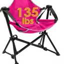 Chloraeon Kids Hammock Chair, Adjustable Kids Camping Chair, Folding Chair with Stand, Portable Hammock Chair for Camping, Travelling and Patio, Green, Supports 135 LBS (Pink)