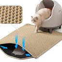 Cat Litter Mat 23"×23", 
 Large Double Layer Honeycomb Cat Litter Trapping Mat, Non Slip Waterproof Urine Proof Cat Litter Box Mat for Floor, Kitty Litter Rug, Cat Supplies, Beige