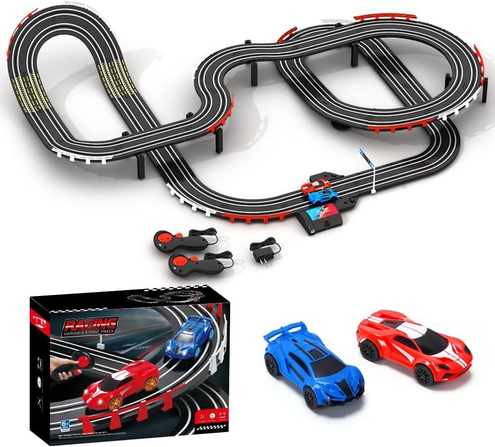 Slot Car Race Track Sets, 2 High-Speed Track Cars, Lap Counter, Birthday Gift for Kids Boys Girls Ages 6-12
