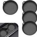 4 PCS Car Cup Holder Coaster, Non-slip Silicone Car Coasters, Spill-proof Cup Holder Liner with Raised Rim, Universal Vehicles Interior Accessories (Black)