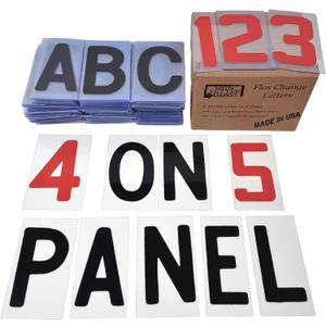 4" Flex Changeable Sign Letters on 5" Clear Panels – Black Letters & Red Numbers – Fits A-Frame, Sidewalk & Portable Signs – Made in USA, 4 inch letter printed on 5" High panel