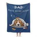 Dad Son Daughter Gift Blanket, Funny Cozy Dog Dad Blue Throw Blanket for Fathers Day, Christmas, 50"X60"