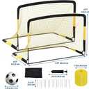 Garvee 6x4 ft Soccer Goal Set, 2-Pack Pop Up Soccer Net Set for Backyard, Portable Soccer Goal for Youth Players, with Soccer Ball, Cones, Ground Stakes & Carrying Bag, for Indoor Outdoor Practice