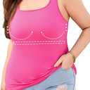 V FOR CITY Plus Size Tank Tops for Women Built in Bra Tank with Adjustable Strap Scoop Neck Cotton Camisole Tops 2X Hot Pink