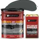 4 Gallon Epoxy Floor Paint kit (Medium gray,High-gloss,800 sq.ft) -100% solids| 6H hardness|20-year durability| Compatible with decorative color flakes,Concrete coating for Garages,Basements, Wall, 512 Fl Oz