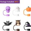 3 x 6PCS Halloween Straw Covers, Halloween Straws Toppers for Stanley 30&40 Oz Tumbler with Handle, 10mm Dust-Proof Ghost Straw Toppers Stanley Cup Accessories for Kids Girls