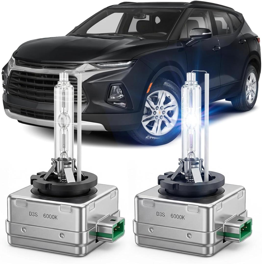 D3S HID Headlight Bulb for 2017-2021 Chevrolet Bolt EV & 2018-2022 Traverse Blazer & 2015-2020 Tahoe Suburban HD SSV PPV LS LT, 6000K Cool White, Replace OEM 4300K 35W D3S Xenon, Pack of 2