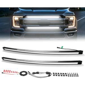LED Grille Lights Fit for 2017-2022 17-22 F250 F350 Super Duty, 2PCS 37inch DRL Grille Accent Curved Light Bar Kits