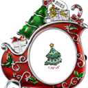 2025 Christmas Tree Sleigh Ornament Picture Frame Metal Hanging Pendant Holiday 2" Photo Frame Charm Decorative of Pets, Baby First Christmas, Family (2025 Sleigh)