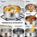 Tifanso Stainless Steel Stock Pot - 8 Quart 3Ply Heavy Duty Large Induction Cooking Pot with Lid for Pasta, Soup, Spaghetti, Nonstick Deep Stockpot, Kitchen Cookware for Stew, Simmer, Canning, Boiling