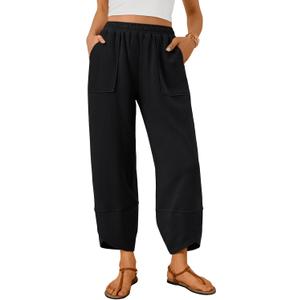 Trendy Queen Women's Wide Leg Pants, Soft Cotton Blend with Pockets for Casual Summer,Medium