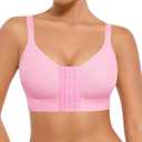 FeelinGirl Post Surgery Bras for Womem Front Closure Mastectomy Bras Surgical Wireless Full Coverage Compression Bra (Small, Fuchsia)