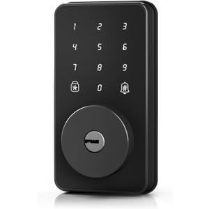 Keyless Entry Door Lock with Keypad-Electronic Door Lock with Code - Digital Deadbolt Auto Lock No APP &WiFi Suitable for Office Front/Exterior Door (Glossy Black)