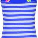 2 x Jimmy Bahamas Girls 1 Piece Sport Swimsuits with Cross Back Strap Colorful Fish Scales Print and Two Cute Bow Decorations (M)
