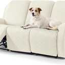 Timeles Recliner Covers for 3 Seater Reclining Sofa Slipcover Furniture Protector for Dogs and Pets Stretch Soft Washable (Three-Seater, Cream)