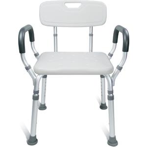 Adjustable Heavy Duty Shower Chair with Padded Armrests and Back, Non-Slip Medical Shower Bench Bath Stool for Elderly, Disabled, and Pregnant, Portable Safety Bath Seat for Inside Shower