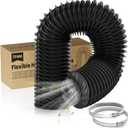 HG Power 3 Inch Duct Hose, 3" X 8FT Flexible Nylon Duct, Heavy Duty Hose Hose Air Ducting with 2 Clamps for HVAC, RV, Boat Blower, Bathroom Exhaust Black