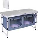 Nice C Camping Table, Folding Table Height Adjustable, Camp Table, Storage Kitchen Table, Lightweight Aluminum, with Carry Handle for Outdoor, Beach, BBQ, Picnic, Cooking, Festival, Indoor, Office