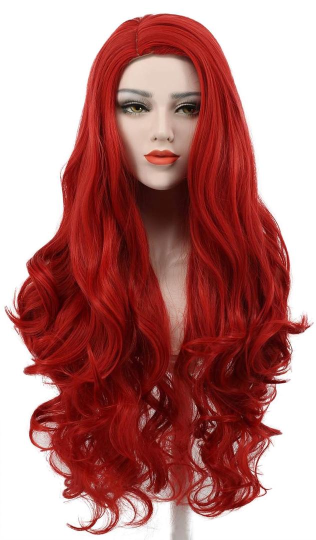 karlery Women's Long Wave Red Hair Halloween Cosplay Wig Anime Costume Party Wig
