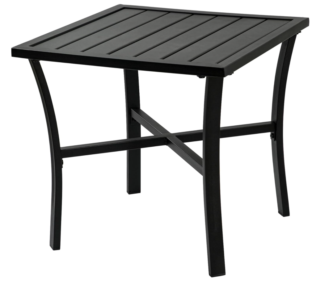 ZOTORUN Outdoor Steel Side Table End Table for Patio, Backyard, Pool, Indoor Companion, Easy Maintenance and Weather Resistant, Black