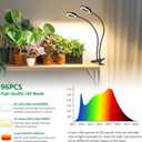 Grow Lights for Indoor Plant, Halo LED Grow Light with Clip, Upgrade 96 LEDs Clip On Plant Lights, Full Spectrum LED Plant Growing Lamp with 3 Modes & 5 Dimmable Levels, Auto Timer 6/12/16H.