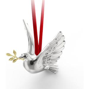 Metal Christmas Bird Hanging Ornaments, Silver, 3.5"x4"