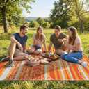 Garvee 5x8 Outdoor Waterproof Rug, Floral Outdoor Area RugReversible Plastic Straw Patio Rug, Portable Camping Mat for RV, Picnic, Beach, Balcony, Garden & Camping Orange