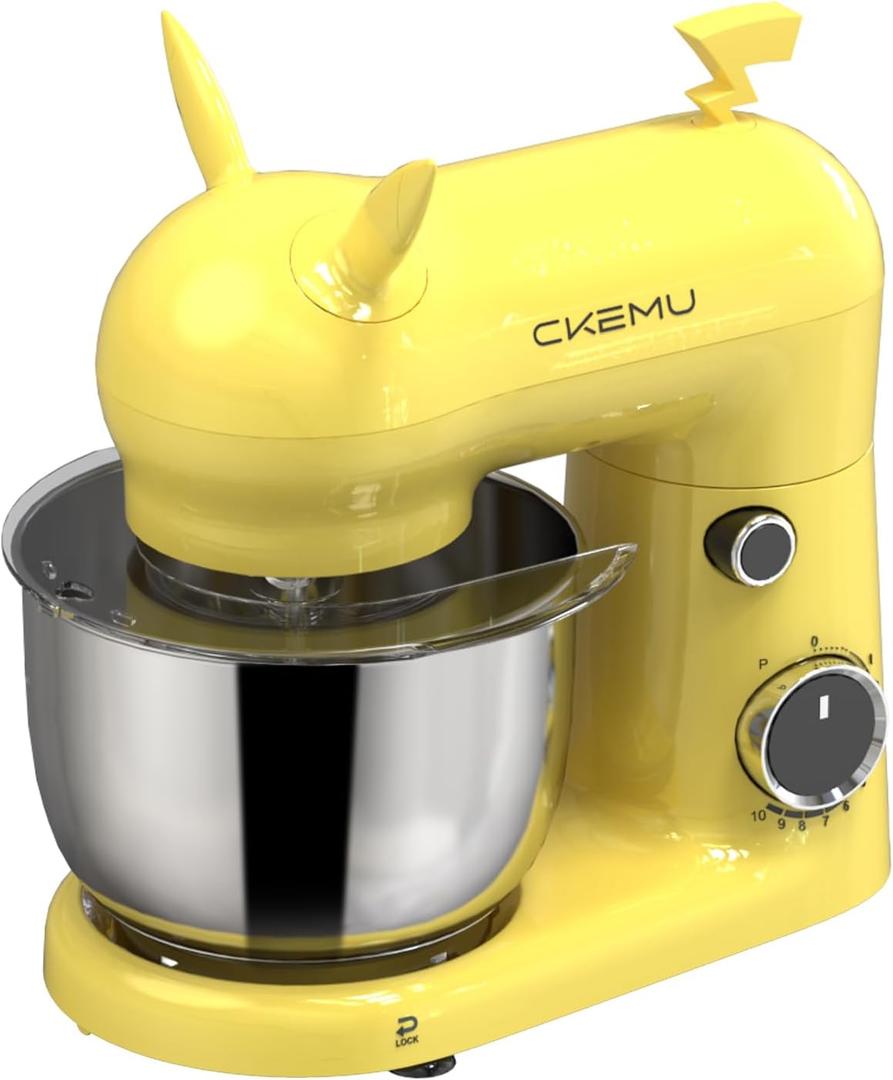 Stand Mixer, Compact & Space-Saving, Stainless Steel Bowl, Unique & Playful Design, Effcient Motor, Dishwasher-Safe Attachments, SM-2549A (Yellow)