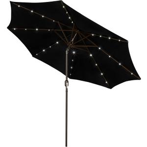 Blissun 9 ft Solar Umbrella, 32 LED Lighted Patio Umbrella, Table Market Umbrella, Outdoor Umbrella for Garden, Deck, Backyard, Pool and Beach (Black)