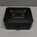 KYODOLED Cash Box with Combination Lock Safe Metal Money Box with Money Tray for Security Lock Box 7.87"x 6.30"x 3.35" Black (Medium)