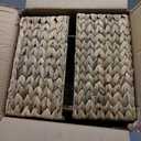 BARIEN 6 Pcs 12" x 9" x 6" Natural Water Hyacinth Woven Storage Baskets, Rectangular Wicker Basket with Built-in Handles, Woven Cube Storage Bin with Chalkboard Label Chalk Marker (Natural - Set of 6)