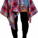 Women's Plaid Skorts Skirts - High Waisted Tie Front Pleated Summer Asymmetrical Skirt with Shorts (Medium)