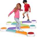 Balance Beam and Toddler Stepping Stones 13 Pieces, Non-Slip Plastic Balance Stackable Stepping Stones, Sensory Toys for Toddlers, Indoor or Outdoor Play, Easy Storage