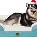 EHEYCIGA Orthopedic Dog Beds for Extra Large Dogs, Waterproof Memory Foam XXL Dog Bed with Sides, Non-Slip Bottom and Egg-Crate Foam Big Pet Couch Bed with Washable Removable Cover, Turquoise Blue