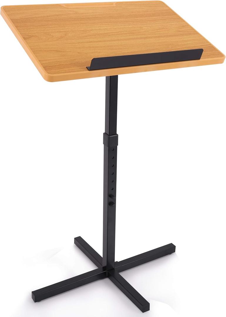 Pyle Portable Floor Lectern Podium Stand-Height Adjustable Steady Standing Design Teacher Speaker Lecture Classroom Presentation Stand, Laptop Computer Book Holder w/ Slanted Top Shelf PLCTND44, Black