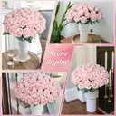 50 PCS Roses Artificial Flowers, Fake Roses with Stem Realistic Blush Silk Rose for DIY Wedding Bouquets Table Centerpieces Arrangements Baby Shower Birthday Home Decor Valentines Day Gift for Her