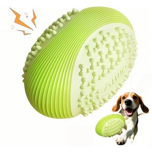 2 x Squeaky Rugby Dog Toys, Tough Chew-Resistant, Thermoplastic Rubber, Teeth Cleaning, Suitable for Small Medium Large Dogs