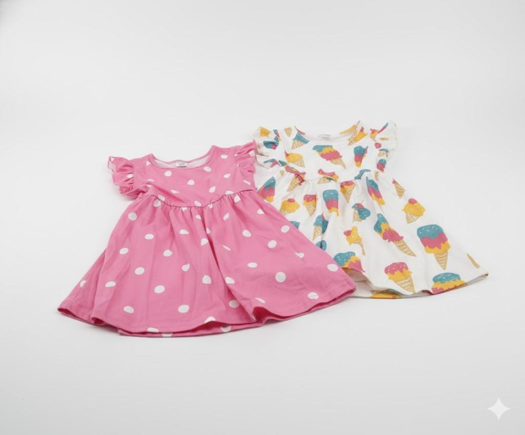 PATPAT Toddler Girl's Floral Dress Ruffle Sleeve Dress for Girl Sets Pack of 2 Casual Dresses Set 3-4 Years