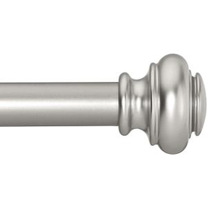 Heavy Duty Curtain Rods 72 to 144 Inches, 1 Inch Silver for Bedroom, Living Room, Patio, Kitchen, Adjustable With Classic Finials, Silver Finishing