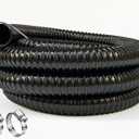 PEISONGFFI 1" ID- 10 Ft Corrugated Water Hose Black Corrugated Strong Flexible Pond PVC Sump Pump DischargeTubing