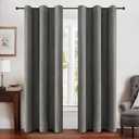 MIULEE Linen Blackout Curtains and Drapes 100% Room Darken Thermal Insulated Grommet Window Panels with Coating 2 PCs W 42 x L 84 inches Dark Grey