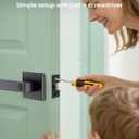 Privacy Door Handle Keyless No Key with Lock Set, Heavy Duty Reversible Interior Door Lever for Bedroom Bathroom, Square Door Lock for Left Right Handed Doors (1 Pack, Matte Black)